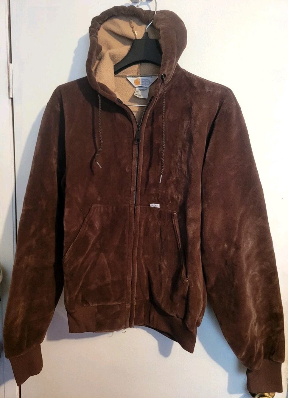 Vintage Carhartt 761 Hoodie Jacket Womens S Brown Velour Rugged Outdoor Wear USA